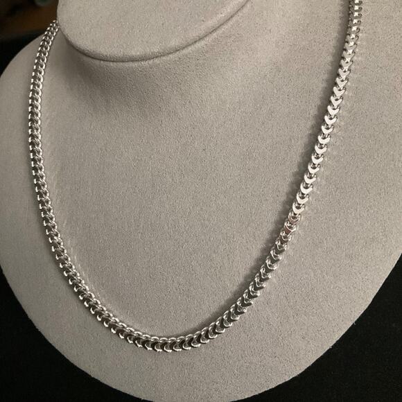 NEW- Solid 3.5mm Italian Franco Link Chain 24in Rhodium/ 925 Sterling Silver - Picture 3 of 9